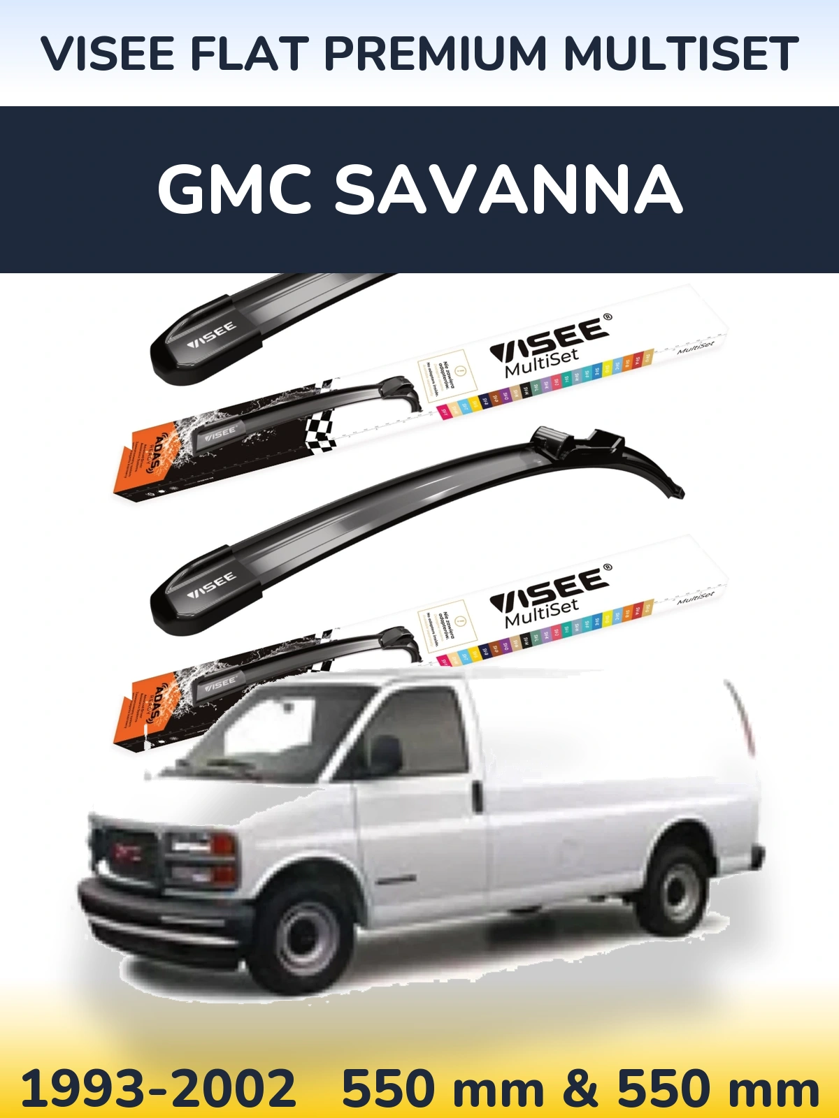 Sada předních stěračů VISEE FLAT PREMIUM MultiSet 550 a 550 mm pro GMC Savanna 1993-2002