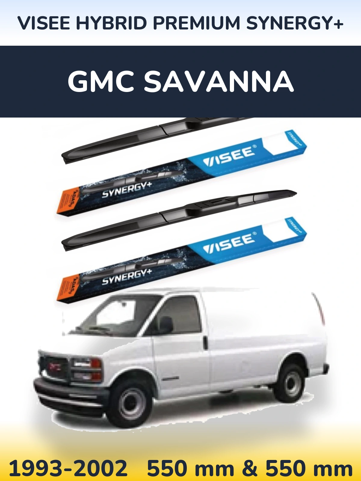 Sada předních stěračů VISEE HYBRID PREMIUM SYNERGY+ 550 a 550 mm pro GMC Savanna 1993-2002