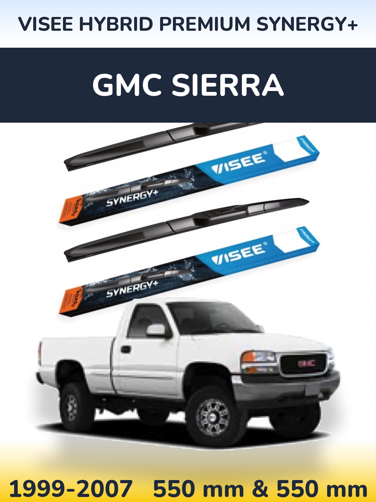 Sada předních stěračů VISEE HYBRID PREMIUM SYNERGY+ 550 a 550 mm pro GMC Sierra 1999-2007