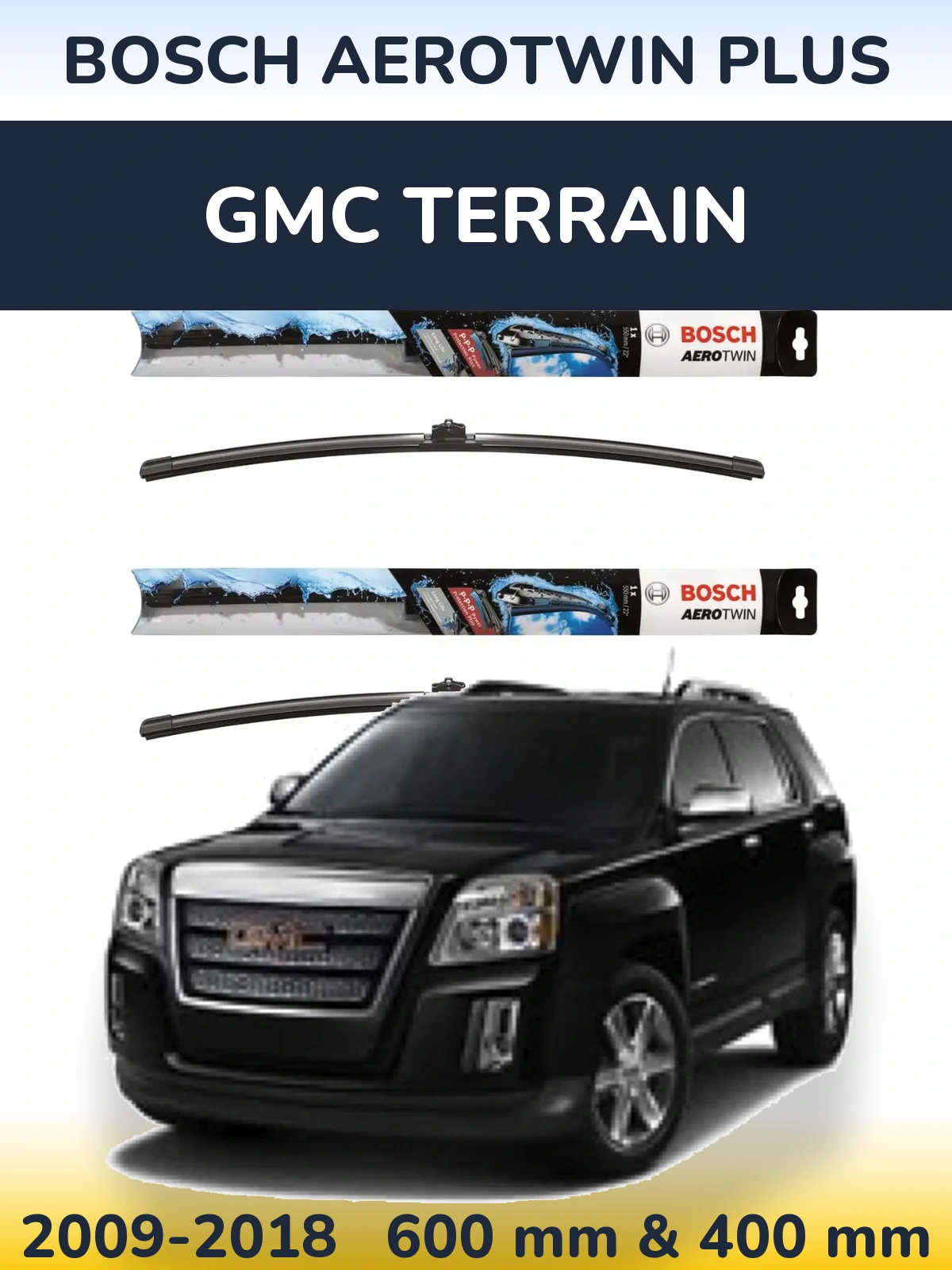 Sada předních stěračů BOSCH AeroTwin Plus 600 a 400 mm pro GMC Terrain 2009-2018