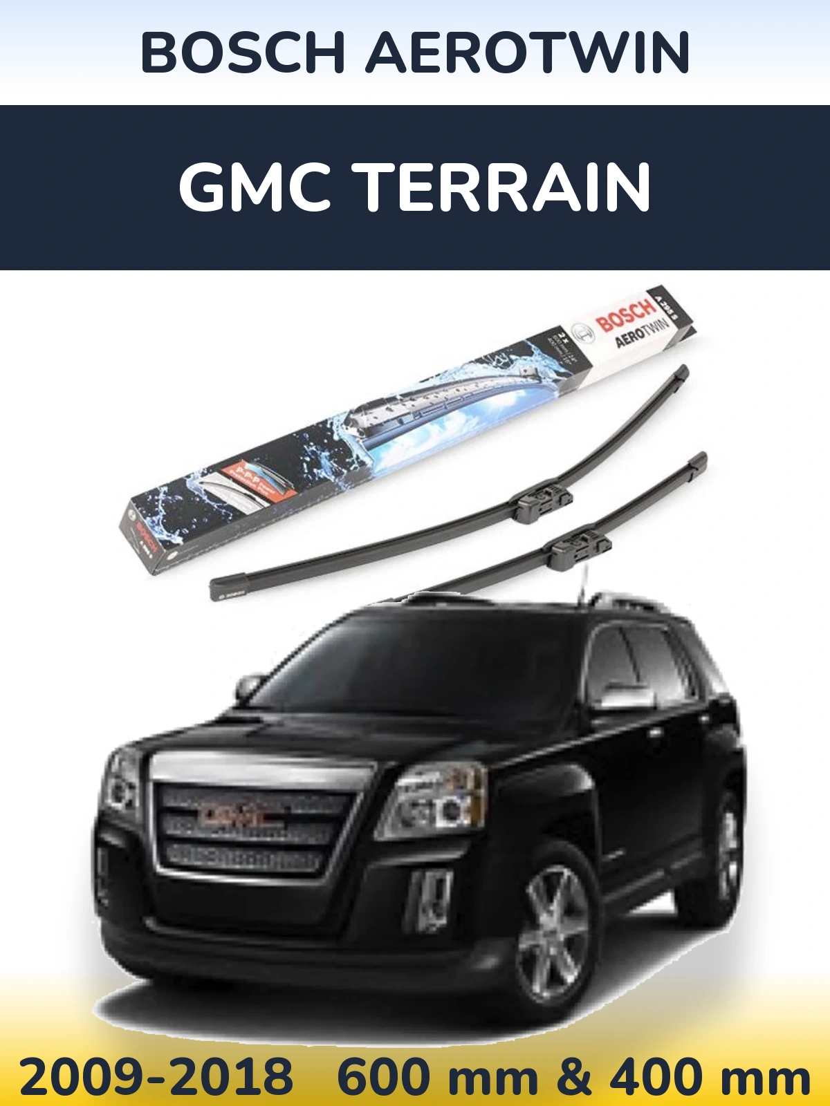 Sada předních stěračů BOSCH AeroTwin 600 a 400 mm pro GMC Terrain 2009-2018