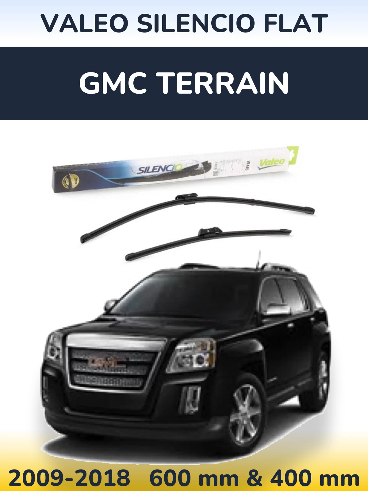 Sada předních stěračů Valeo Silencio Flat 600 a 400 mm pro GMC Terrain 2009-2018