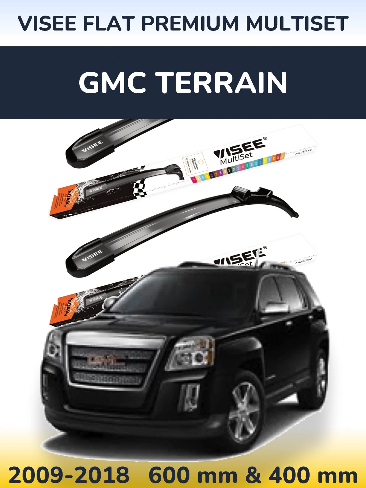Комплект передніх щіток VISEE FLAT PREMIUM MultiSet 600 & 400 мм для GMC Terrain 2009-2018
