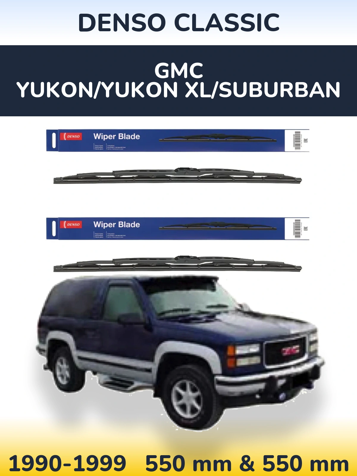 Sada předních stěračů Denso Classic 550 a 550 mm pro GMC Yukon/Yukon XL/Suburban 1990-1999