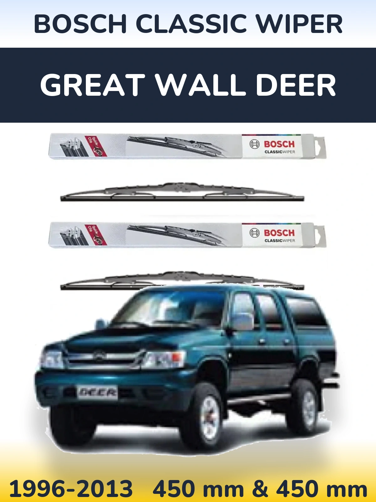 Sada předních stěračů BOSCH Classic Wiper 450 a 450 mm pro Great Wall Deer 1996-2013