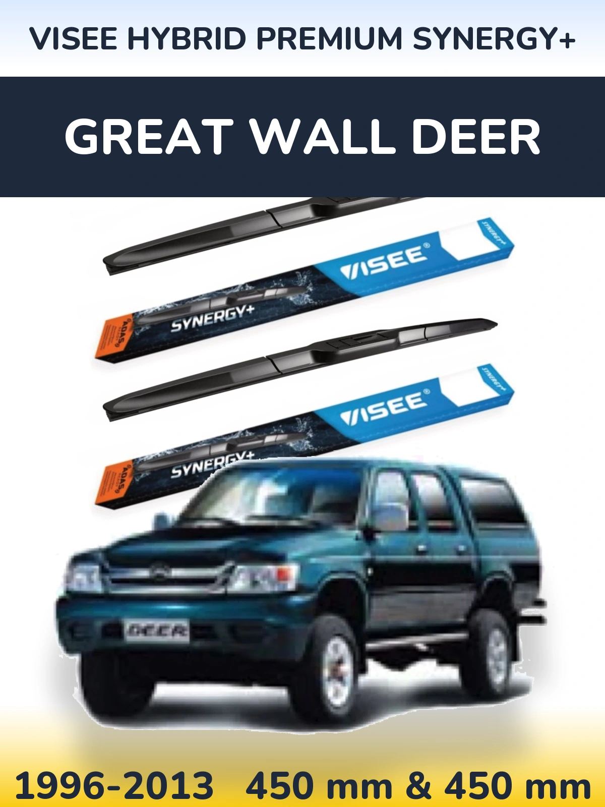 Sada předních stěračů VISEE HYBRID PREMIUM SYNERGY+ 450 a 450 mm pro Great Wall Deer 1996-2013