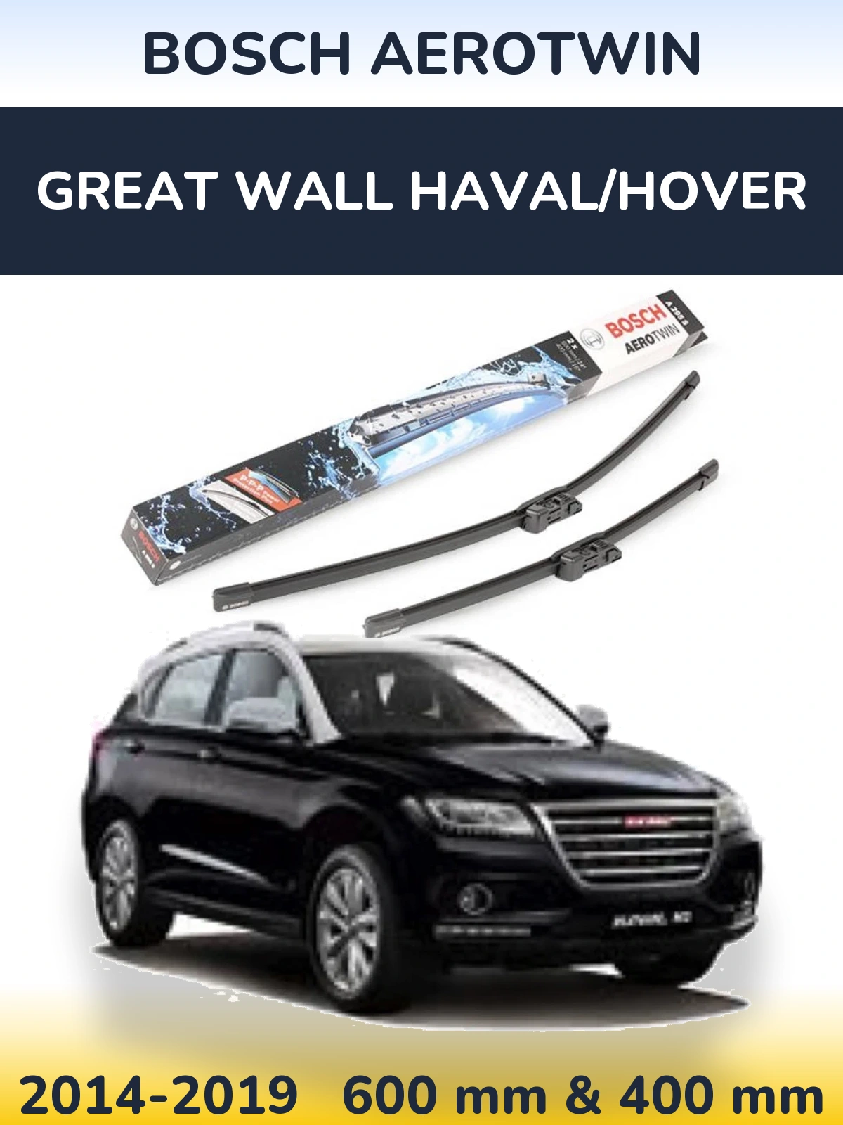 Sada předních stěračů BOSCH AeroTwin 600 a 400 mm pro Great Wall Haval/Hover 2014-2019