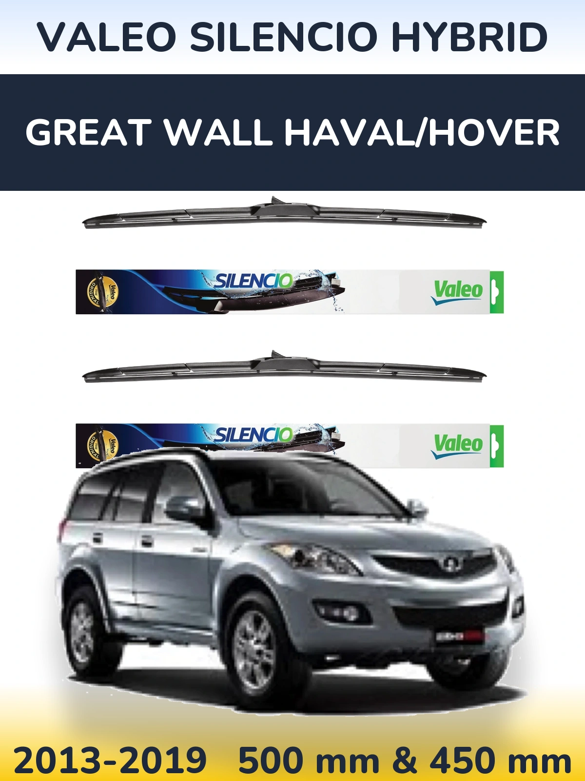 Комплект передніх щіток Valeo Silencio Hybrid 500 & 450 мм для Great Wall Haval/Hover 2013-2019