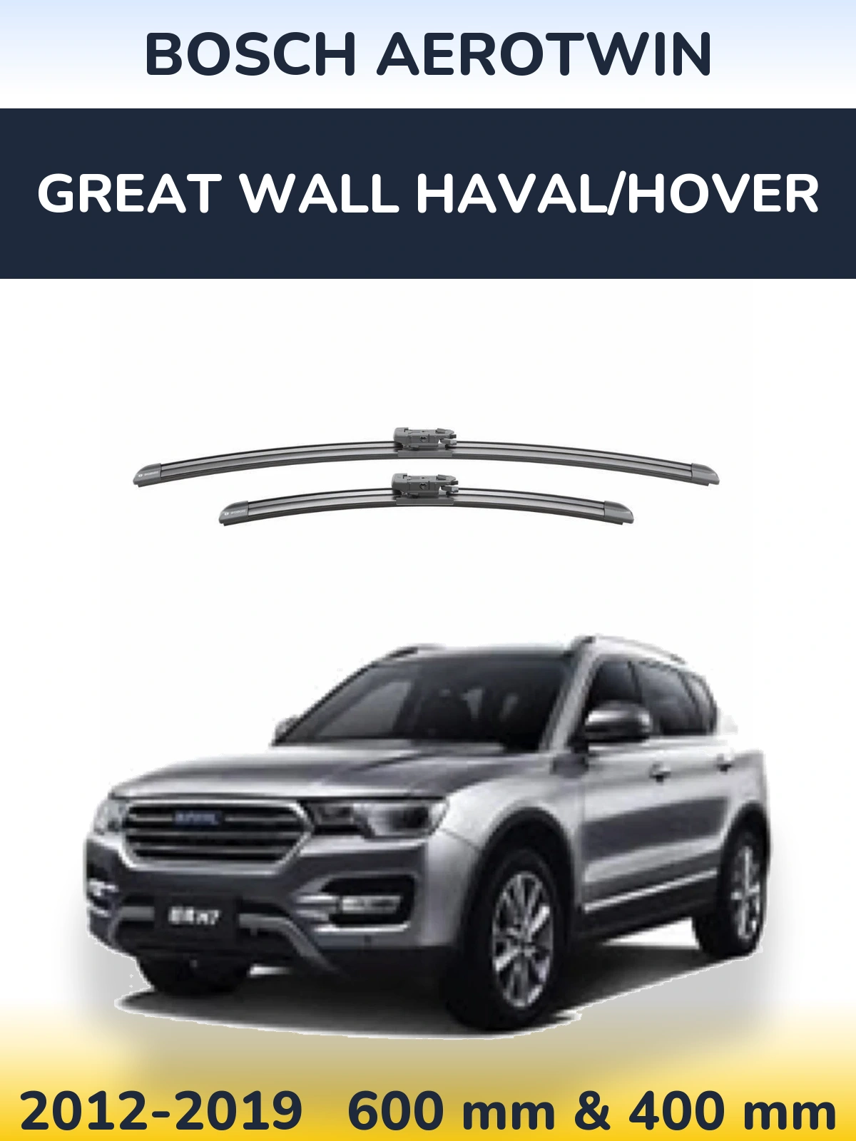 Sada předních stěračů BOSCH AeroTwin 600 a 400 mm pro Great Wall Haval/Hover 2012-2019