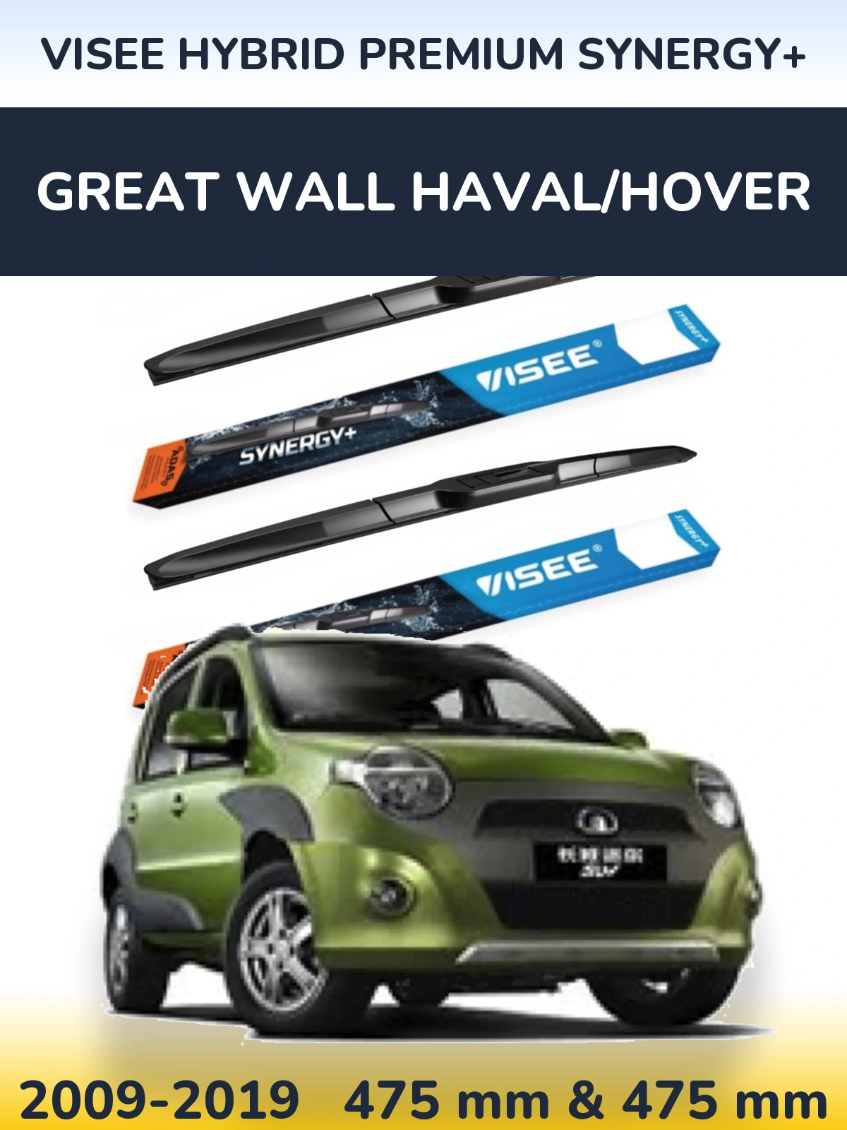 Sada předních stěračů VISEE HYBRID PREMIUM SYNERGY+ 475 a 475 mm pro Great Wall Haval/Hover 2009-2019