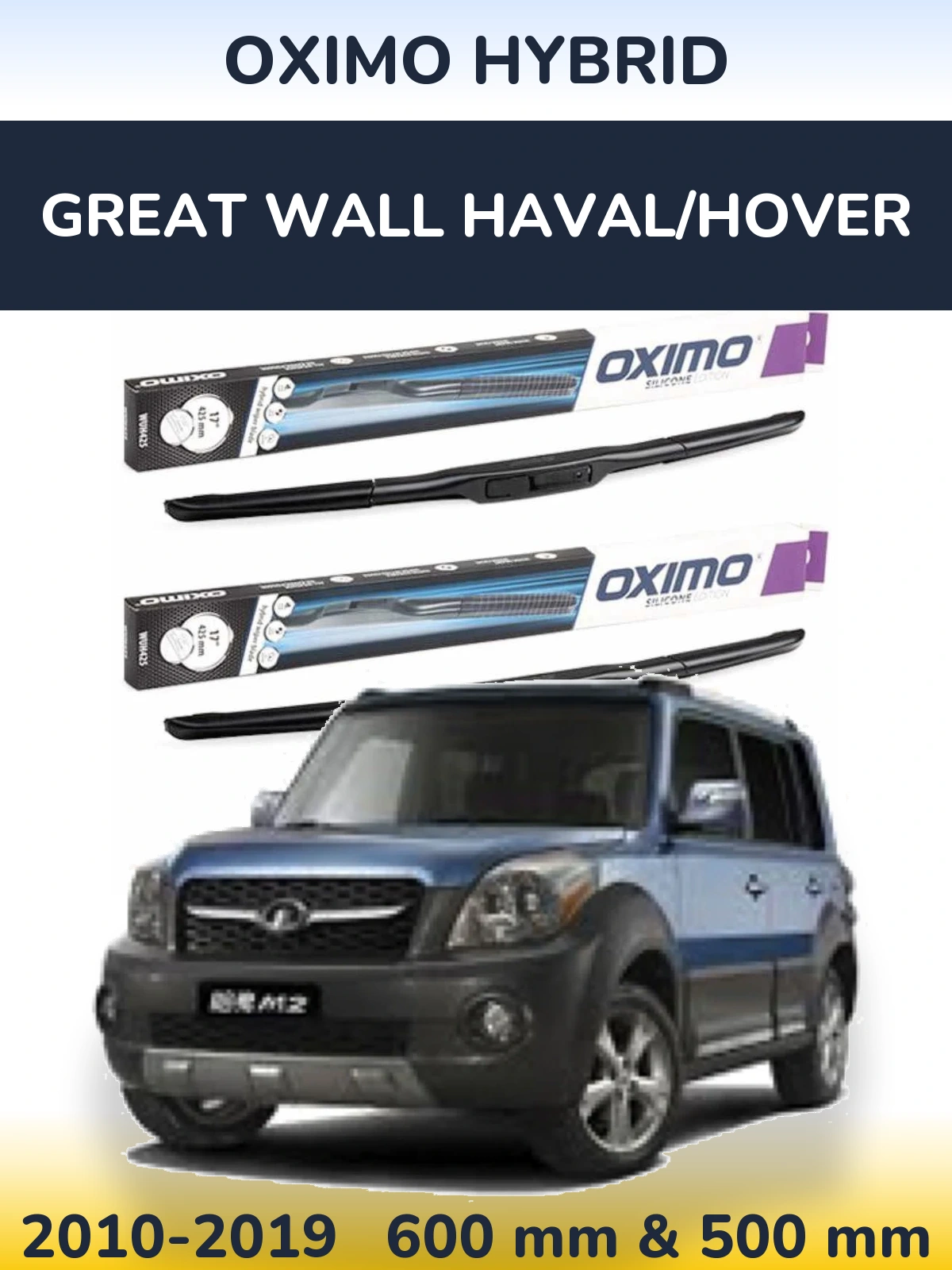 Sada předních stěračů Oximo Hybrid 600 a 500 mm pro Great Wall Haval/Hover 2010-2019