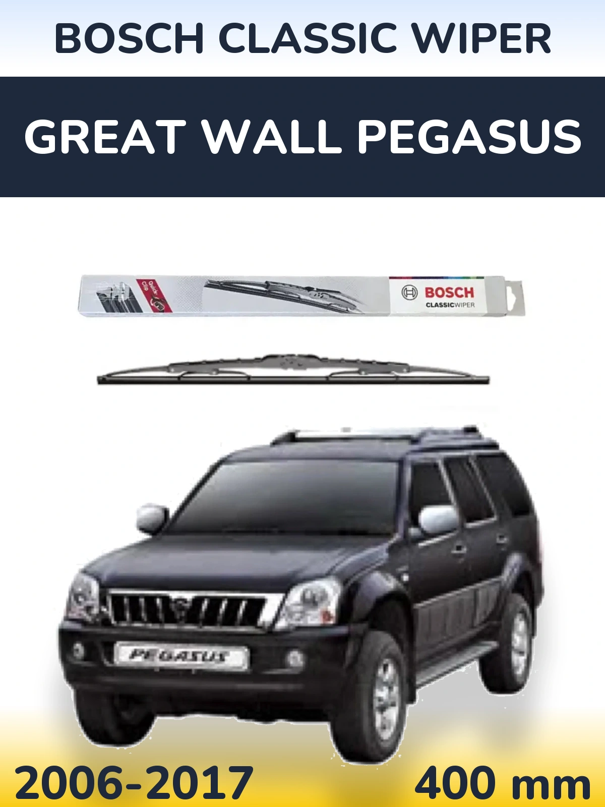 Zadní stěrač BOSCH Classic Wiper 400 mm pro Great Wall Pegasus 2006-2017
