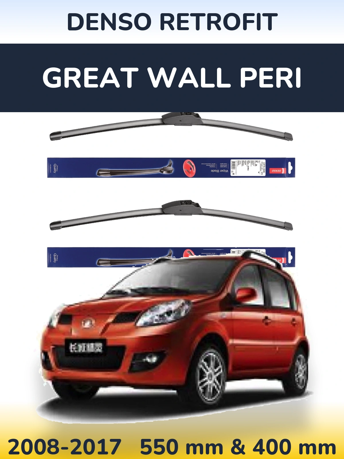Комплект передніх щіток Denso Retrofit 550 & 400 мм для Great Wall Peri 2008-2017