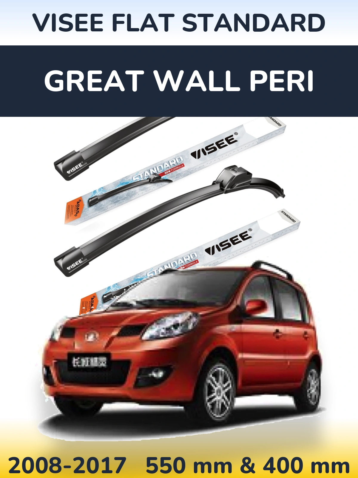 Комплект передніх щіток VISEE FLAT STANDARD 550 & 400 мм для Great Wall Peri 2008-2017