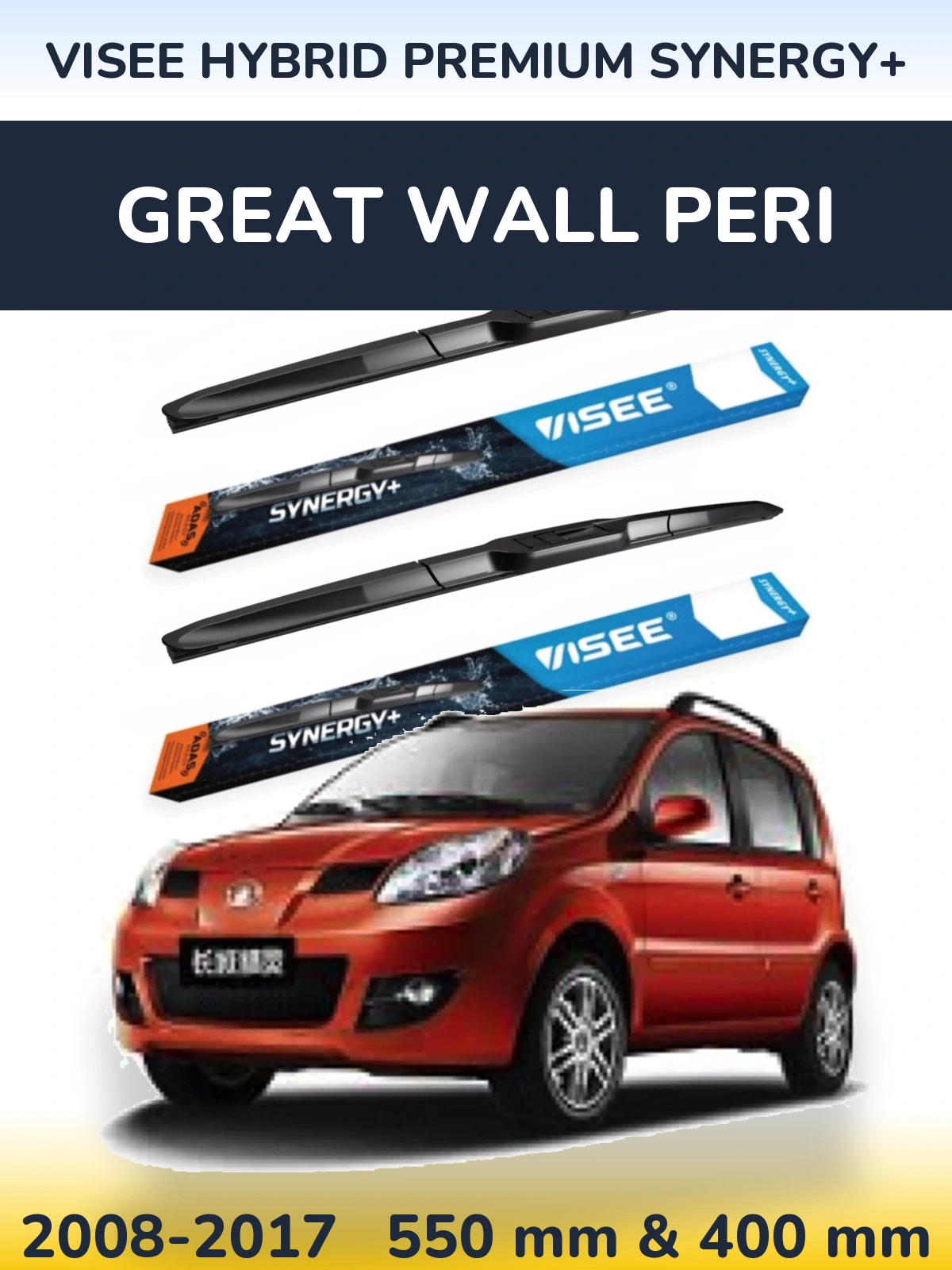 Комплект передніх щіток VISEE HYBRID PREMIUM SYNERGY+ 550 & 400 мм для Great Wall Peri 2008-2017