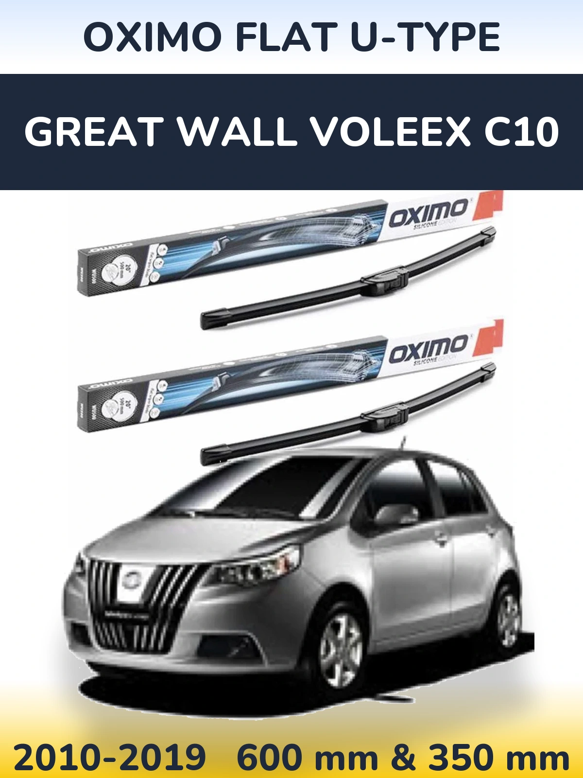 Sada předních stěračů Oximo Flat U-type 600 a 350 mm pro Great Wall Voleex C10 2010-2019