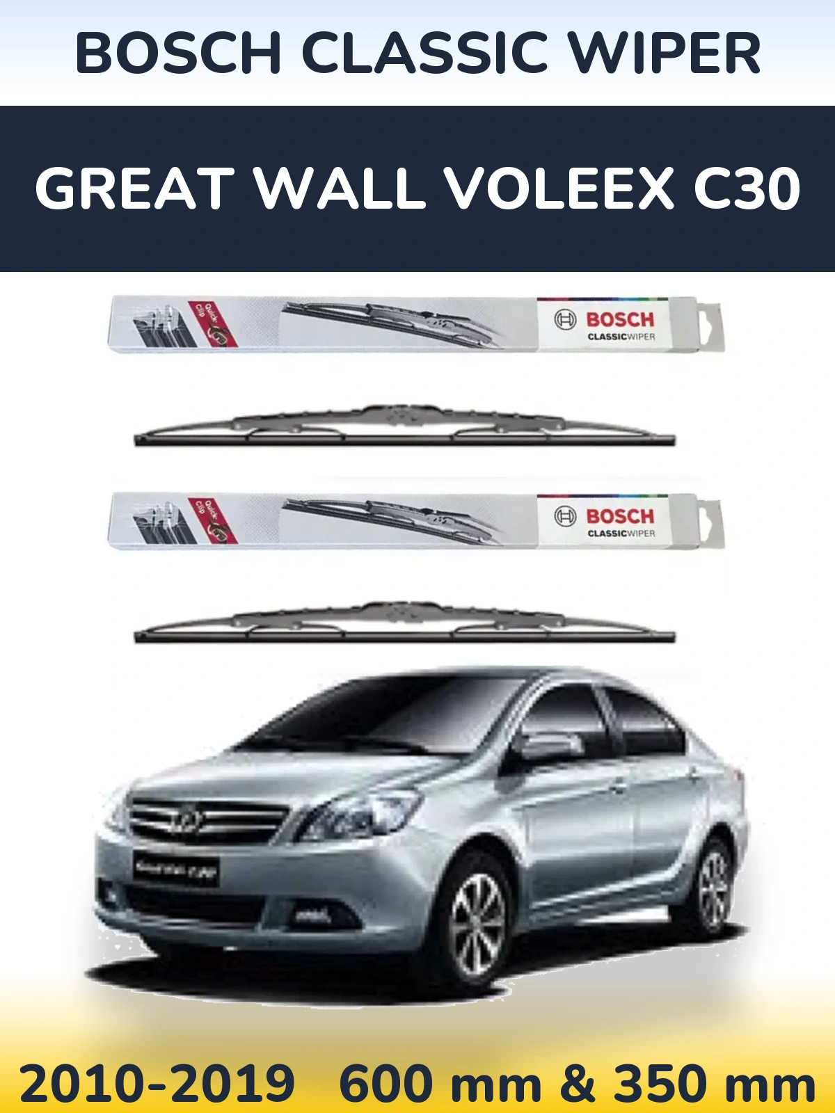 Sada předních stěračů BOSCH Classic Wiper 600 a 340 mm pro Great Wall Voleex C30 2010-2019