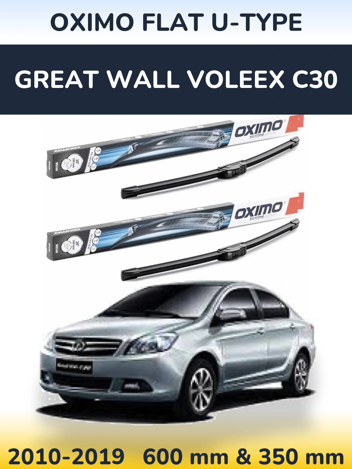 Sada předních stěračů Oximo Flat U-type 600 a 350 mm pro Great Wall Voleex C30 2010-2019