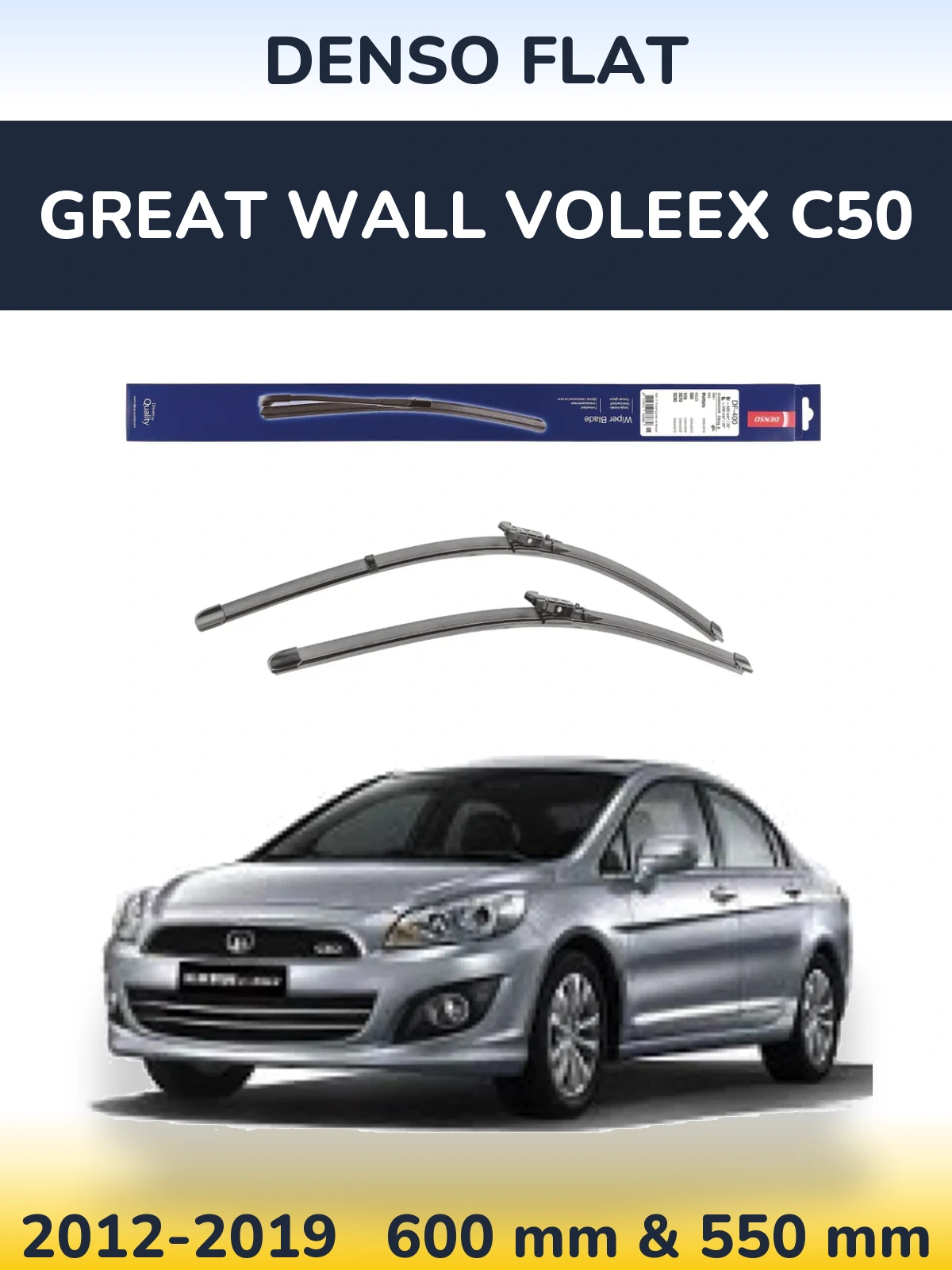 Sada předních stěračů Denso Flat 600 a 550 mm pro Great Wall Voleex C50 2012-2019
