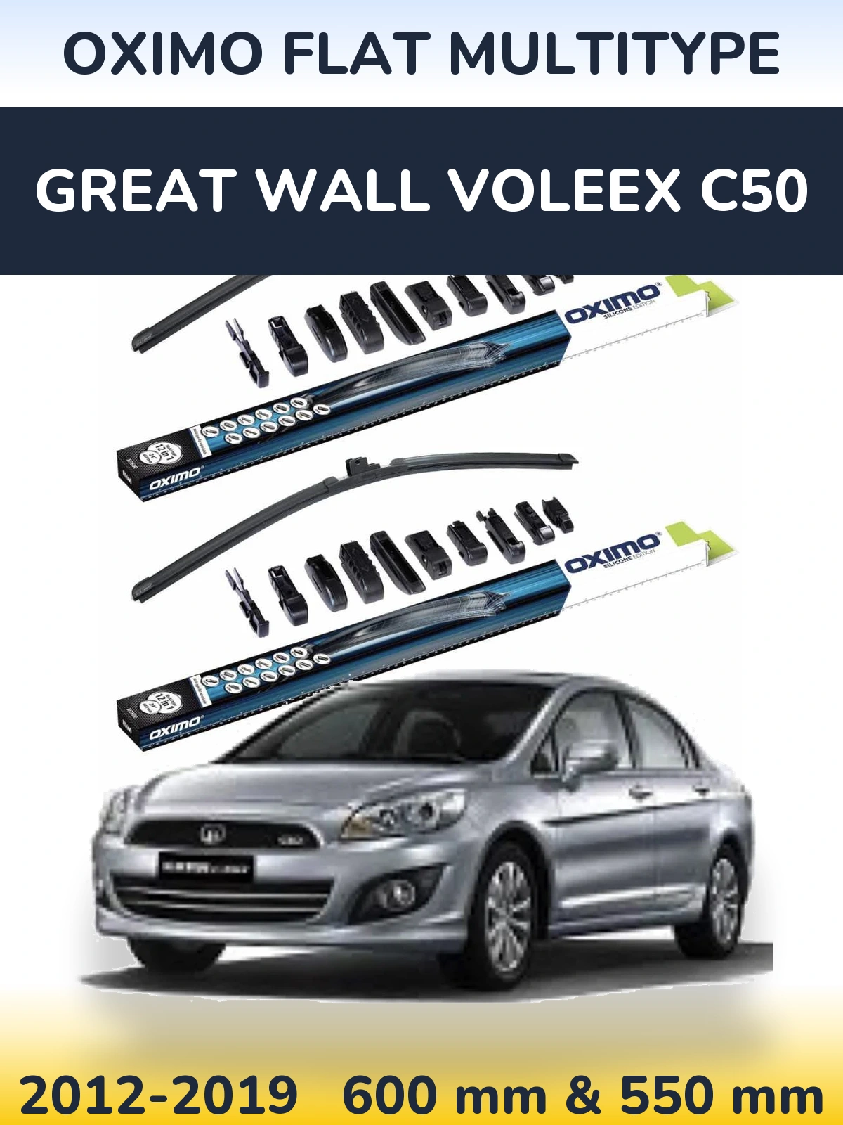 Sada předních stěračů Oximo Flat MultiType 600 a 550 mm pro Great Wall Voleex C50 2012-2019