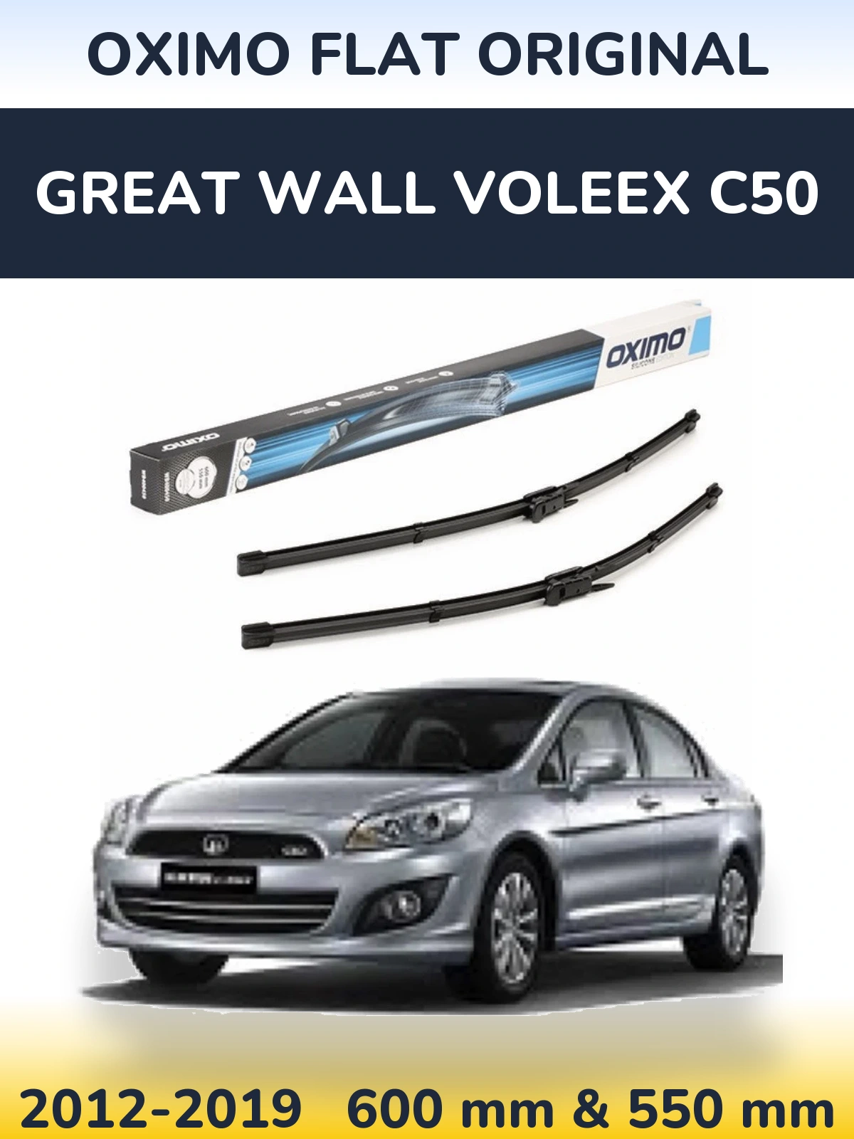 Sada předních stěračů Oximo Flat Original 600 a 550 mm pro Great Wall Voleex C50 2012-2019