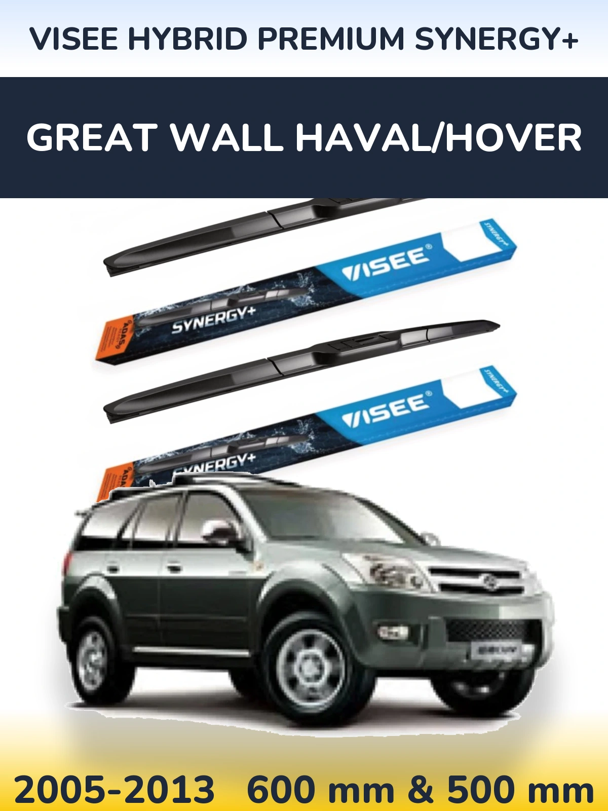 Sada předních stěračů VISEE HYBRID PREMIUM SYNERGY+ 600 a 500 mm pro Great Wall Haval/Hover 2005-2013