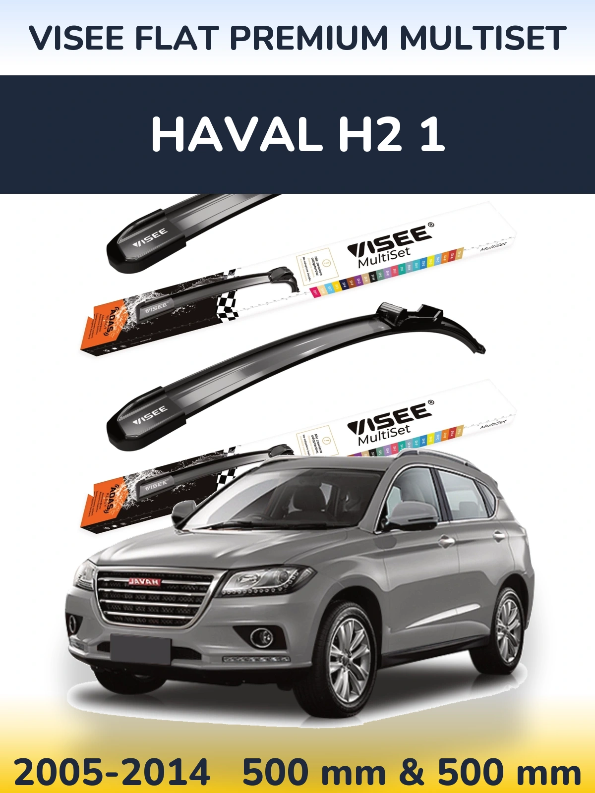 Sada předních stěračů VISEE FLAT PREMIUM MultiSet 500 a 500 mm pro Haval H2 1 2005-2014