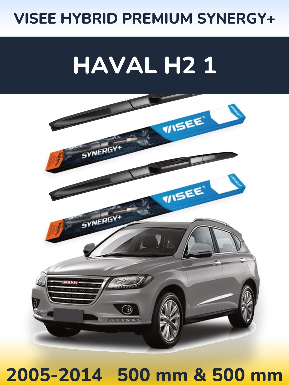 Sada předních stěračů VISEE HYBRID PREMIUM SYNERGY+ 500 a 500 mm pro Haval H2 1 2005-2014