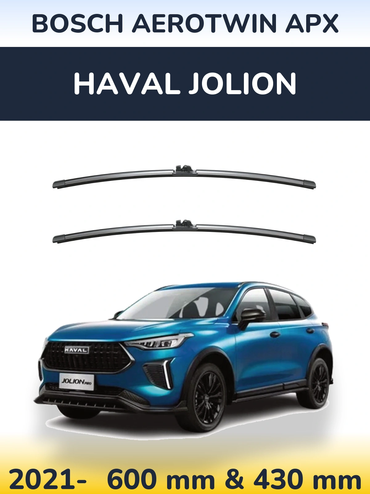 Sada předních stěračů BOSCH AeroTwin APX 600 a 425 mm pro Haval Jolion 2021-2026