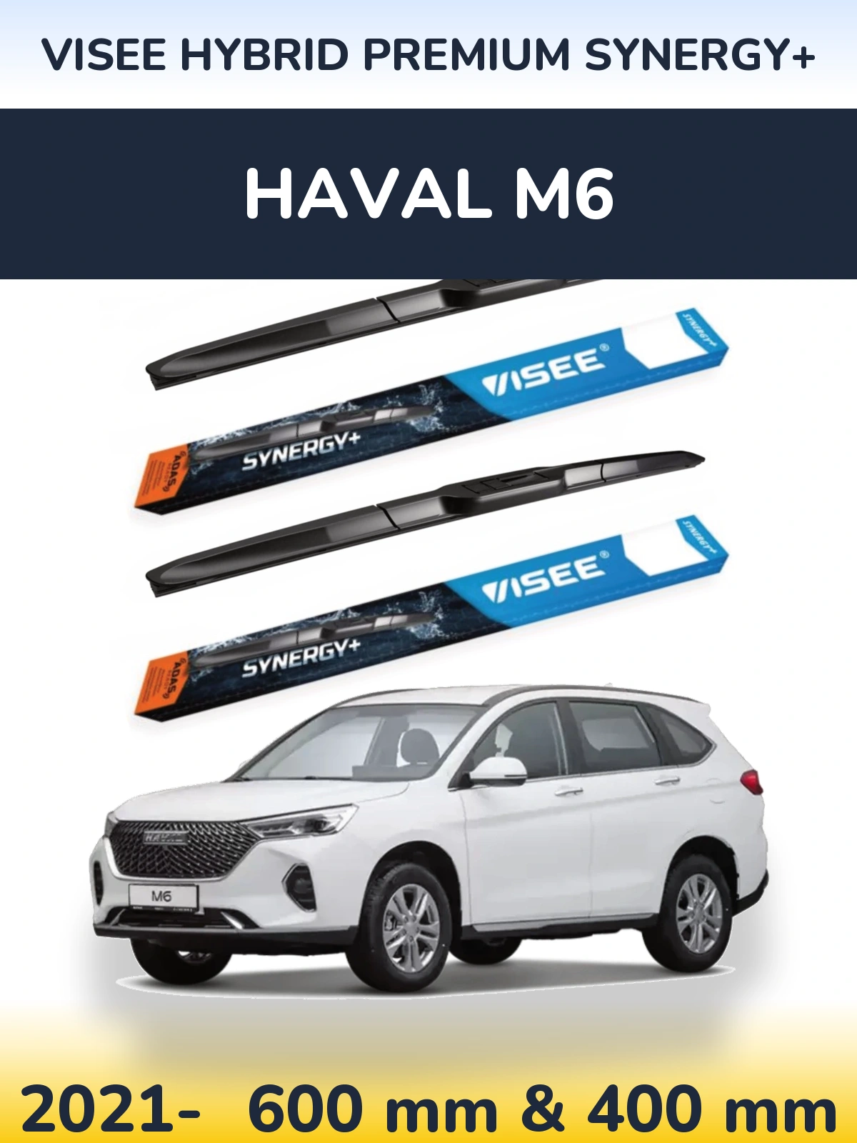 Sada předních stěračů VISEE HYBRID PREMIUM SYNERGY+ 600 a 400 mm pro Haval M6 2021-2026