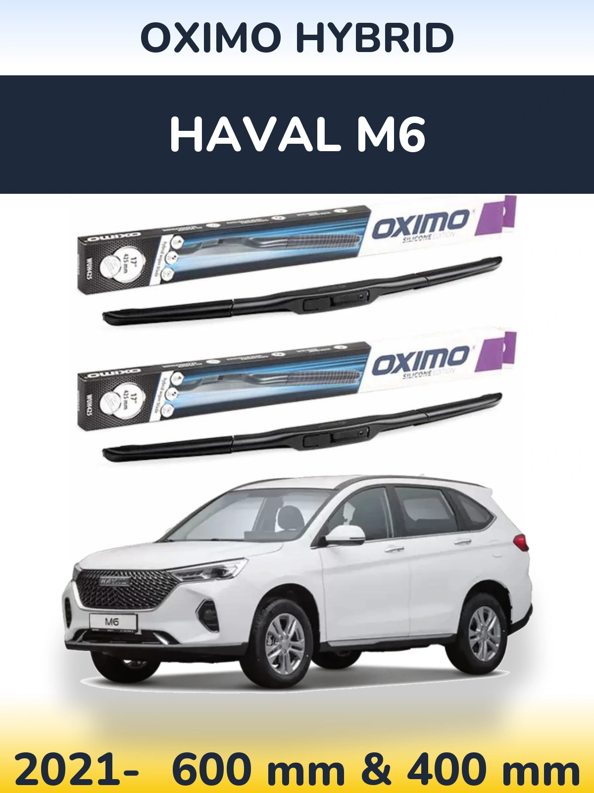 Sada předních stěračů Oximo Hybrid 600 a 400 mm pro Haval M6 2021-2026