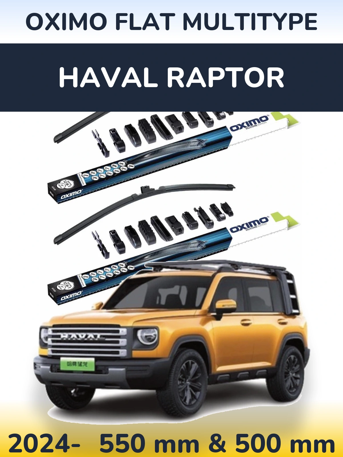 Sada předních stěračů Oximo Flat MultiType 550 a 500 mm pro Haval Raptor 2024-2026