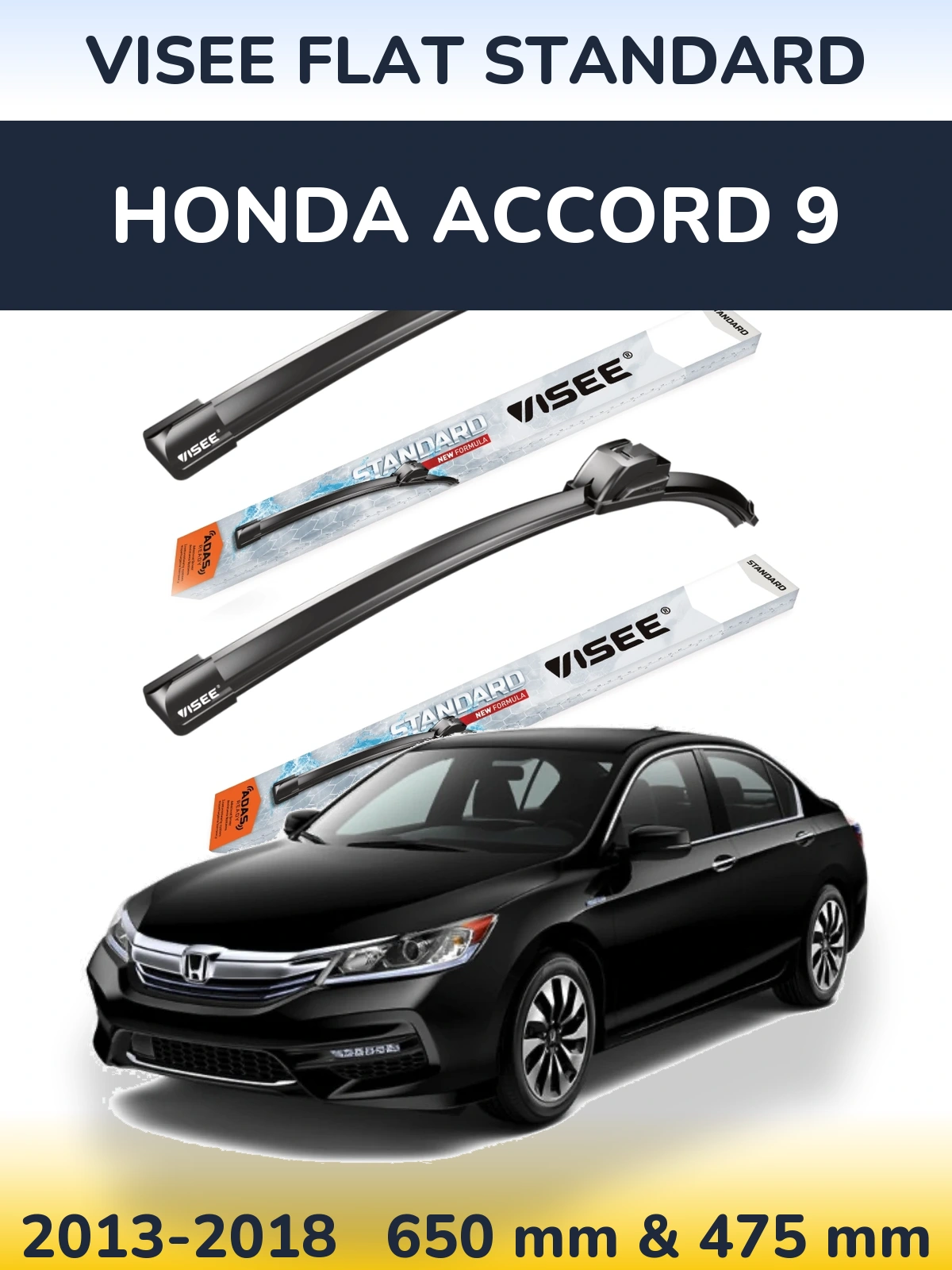 Sada předních stěračů VISEE FLAT STANDARD 650 a 475 mm pro Honda Accord 9 2013-2018