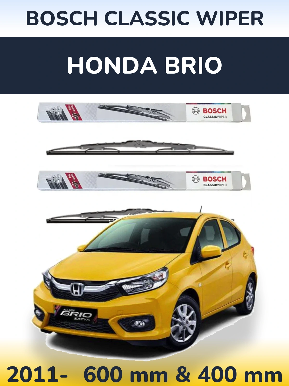 Комплект передніх щіток BOSCH Classic Wiper 600 & 400 мм для Honda Brio 2011-2026