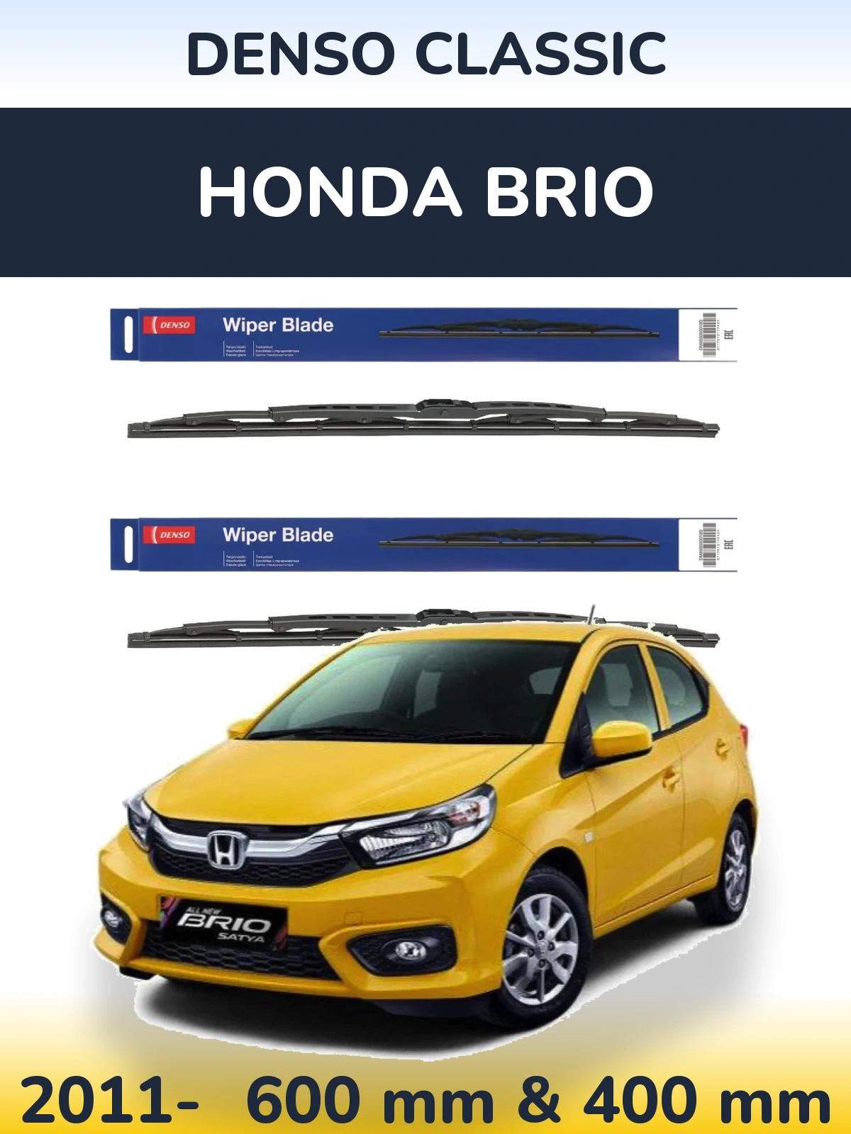 Комплект передніх щіток Denso Classic 600 & 400 мм для Honda Brio 2011-2026