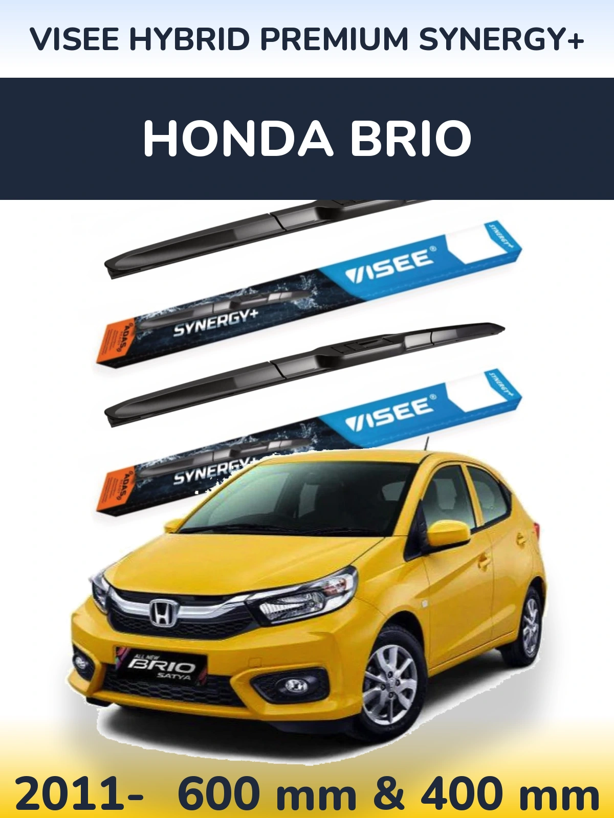 Sada předních stěračů VISEE HYBRID PREMIUM SYNERGY+ 600 a 400 mm pro Honda Brio 2011-2026