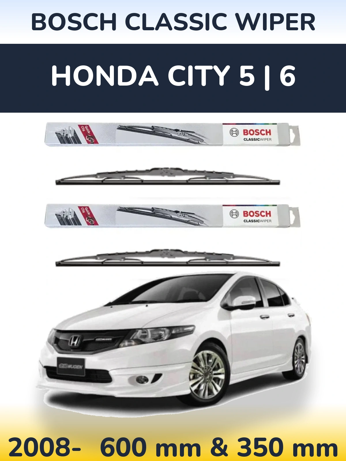 Sada předních stěračů BOSCH Classic Wiper 600 a 340 mm pro Honda City 5 | 6 2008-2026