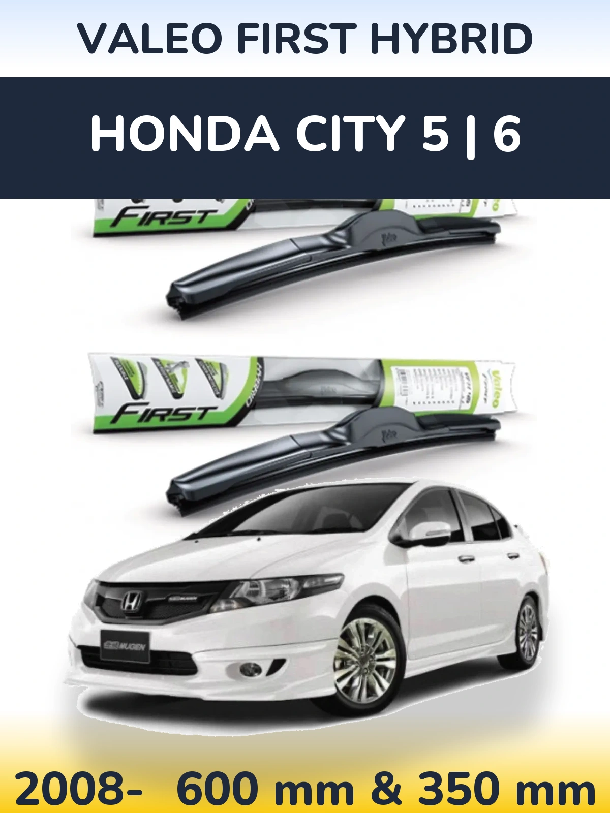 Sada předních stěračů Valeo First Hybrid 600 a 350 mm pro Honda City 5 | 6 2008-2026