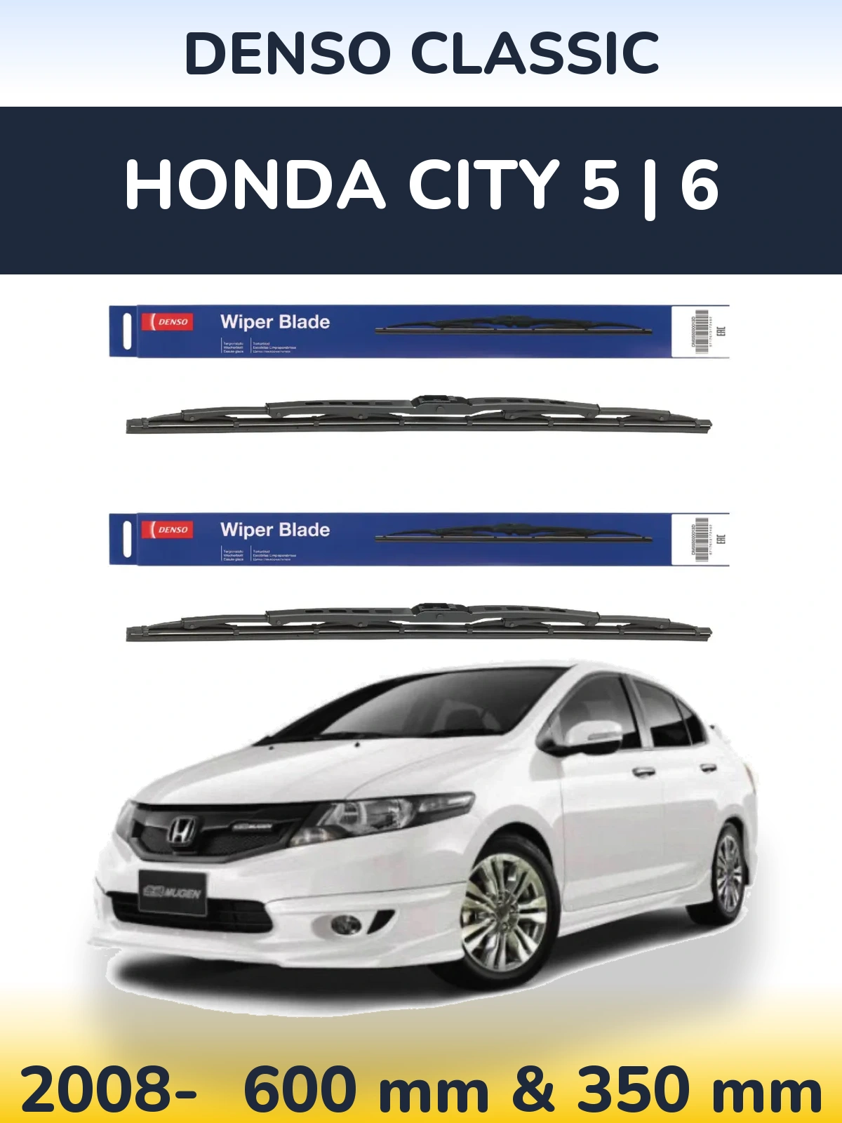 Комплект передніх щіток Denso Classic 600 & 350 мм для Honda City 5 | 6 2008-2026
