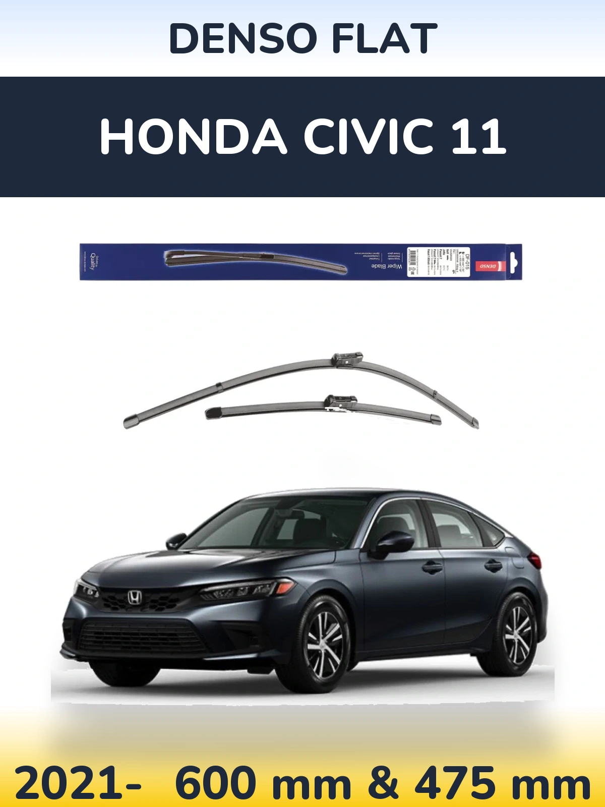 Sada předních stěračů Denso Flat 600 a 475 mm pro Honda Civic 11 2021-2026