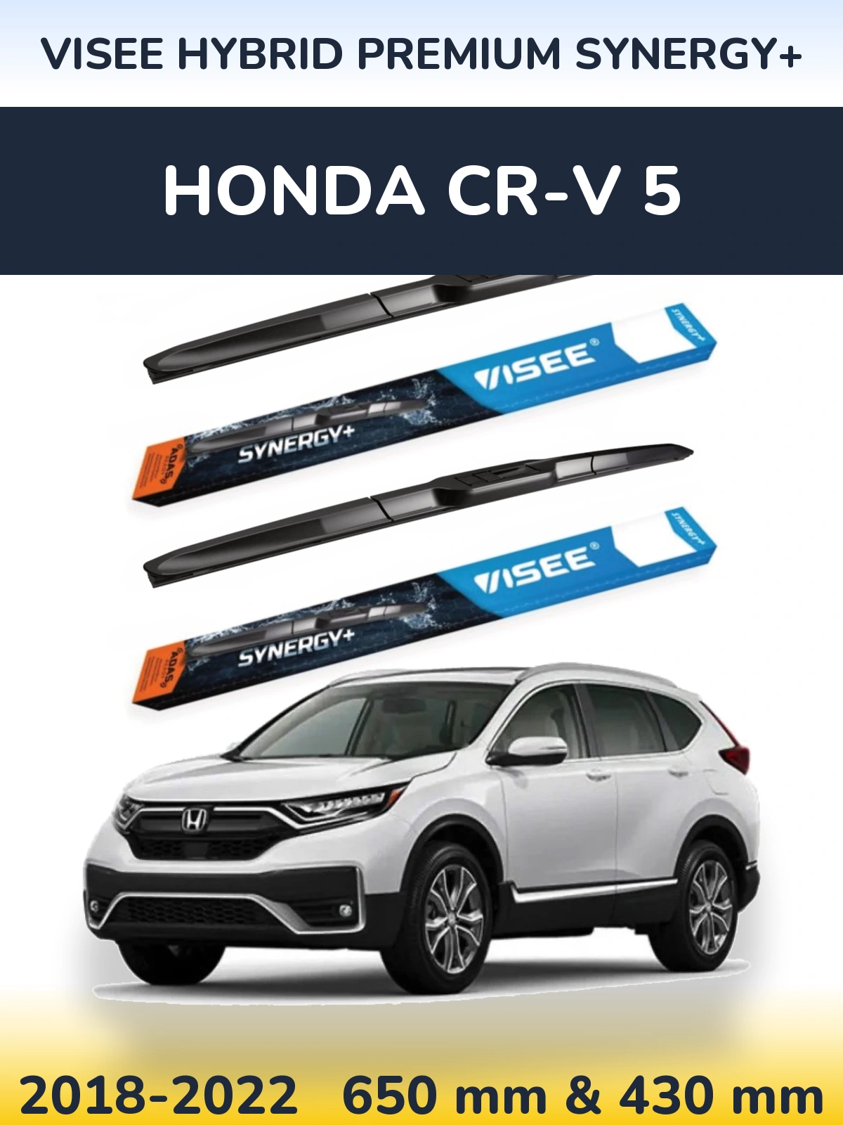 Sada předních stěračů VISEE HYBRID PREMIUM SYNERGY+ 650 a 430 mm pro Honda CR-V 5 2018-2022
