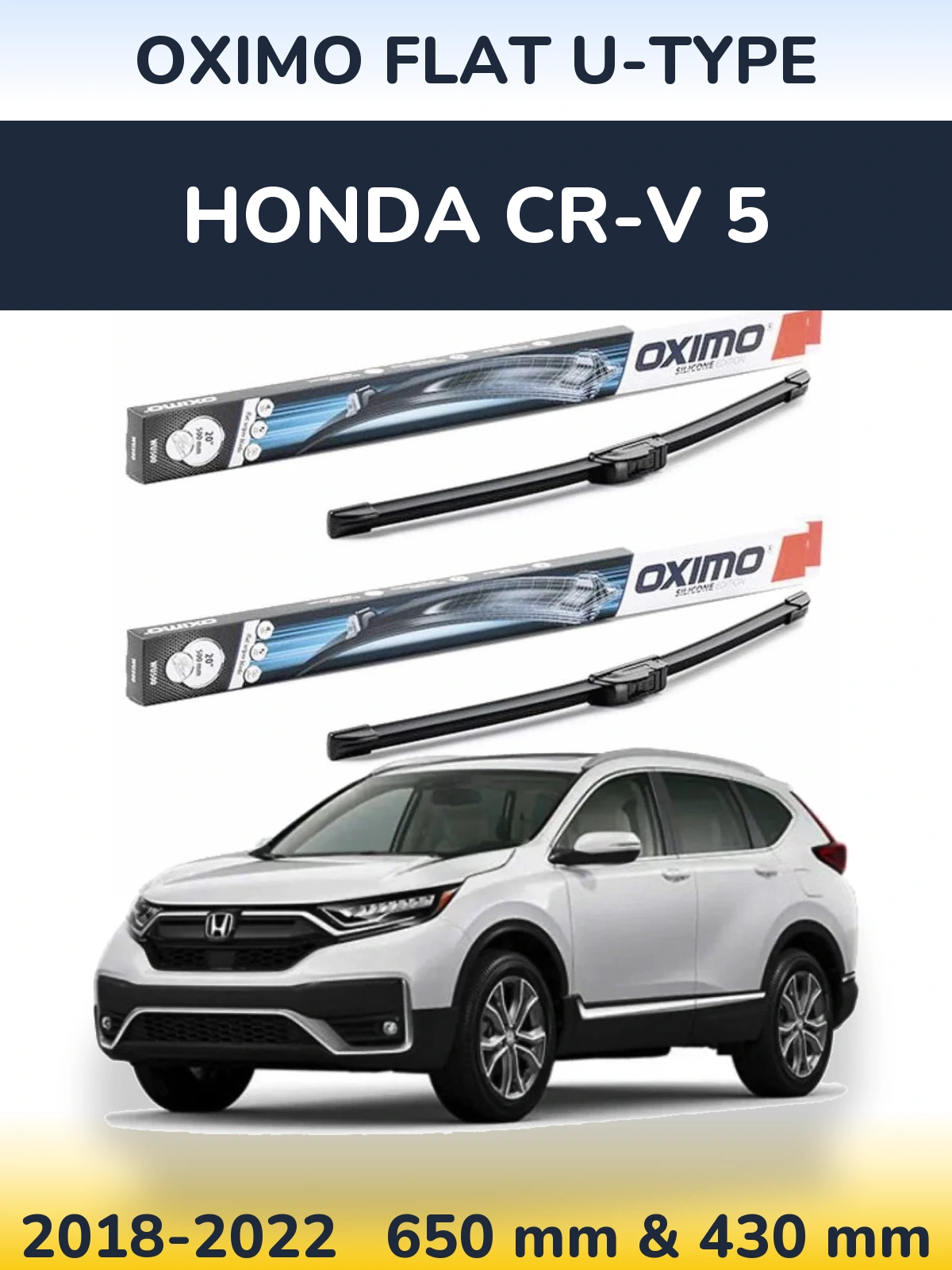 Sada předních stěračů Oximo Flat U-type 650 a 430 mm pro Honda CR-V 5 2018-2022