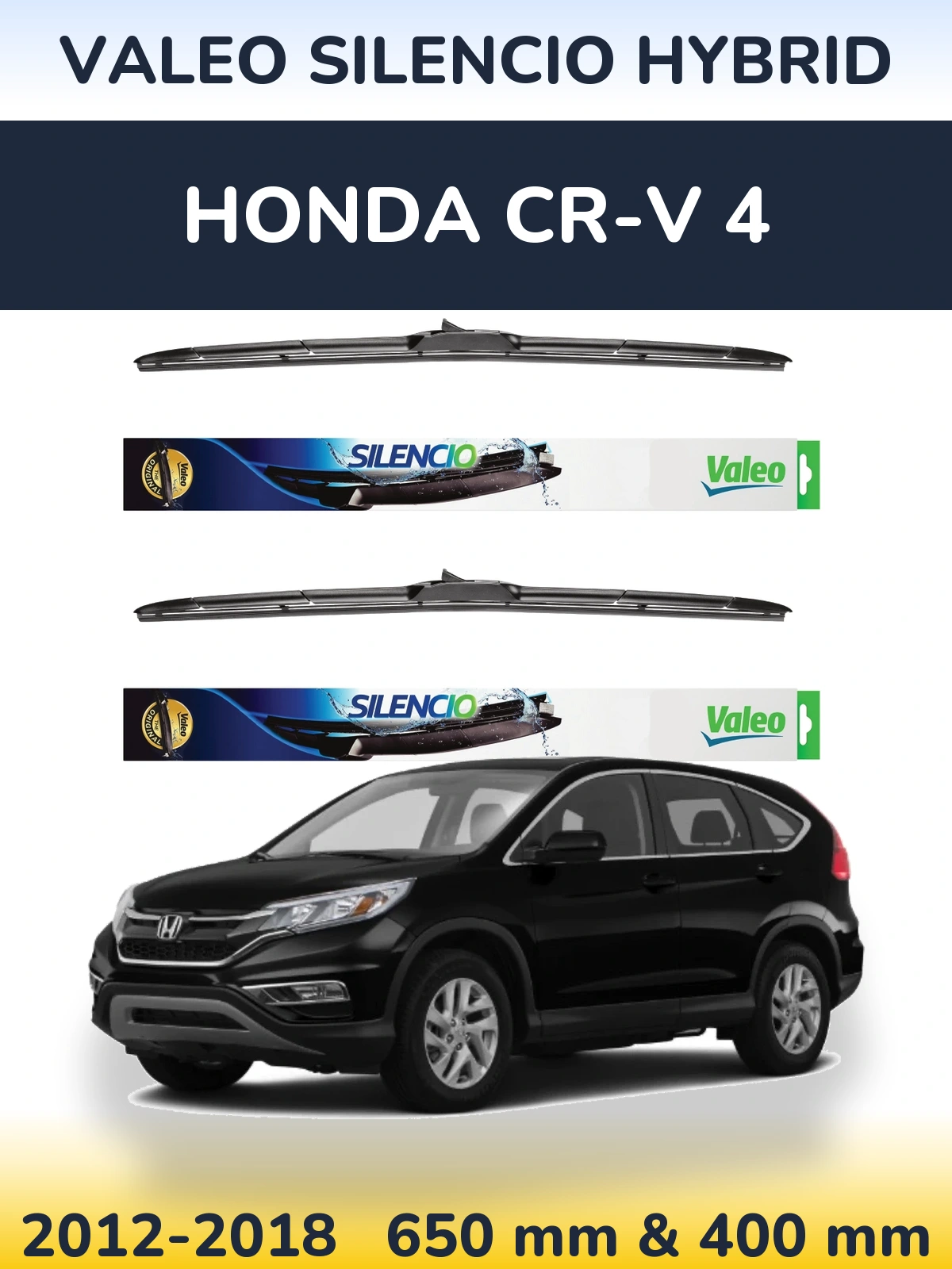 Sada předních stěračů Valeo Silencio Hybrid 650 a 400 mm pro Honda CR-V 4 2012-2018