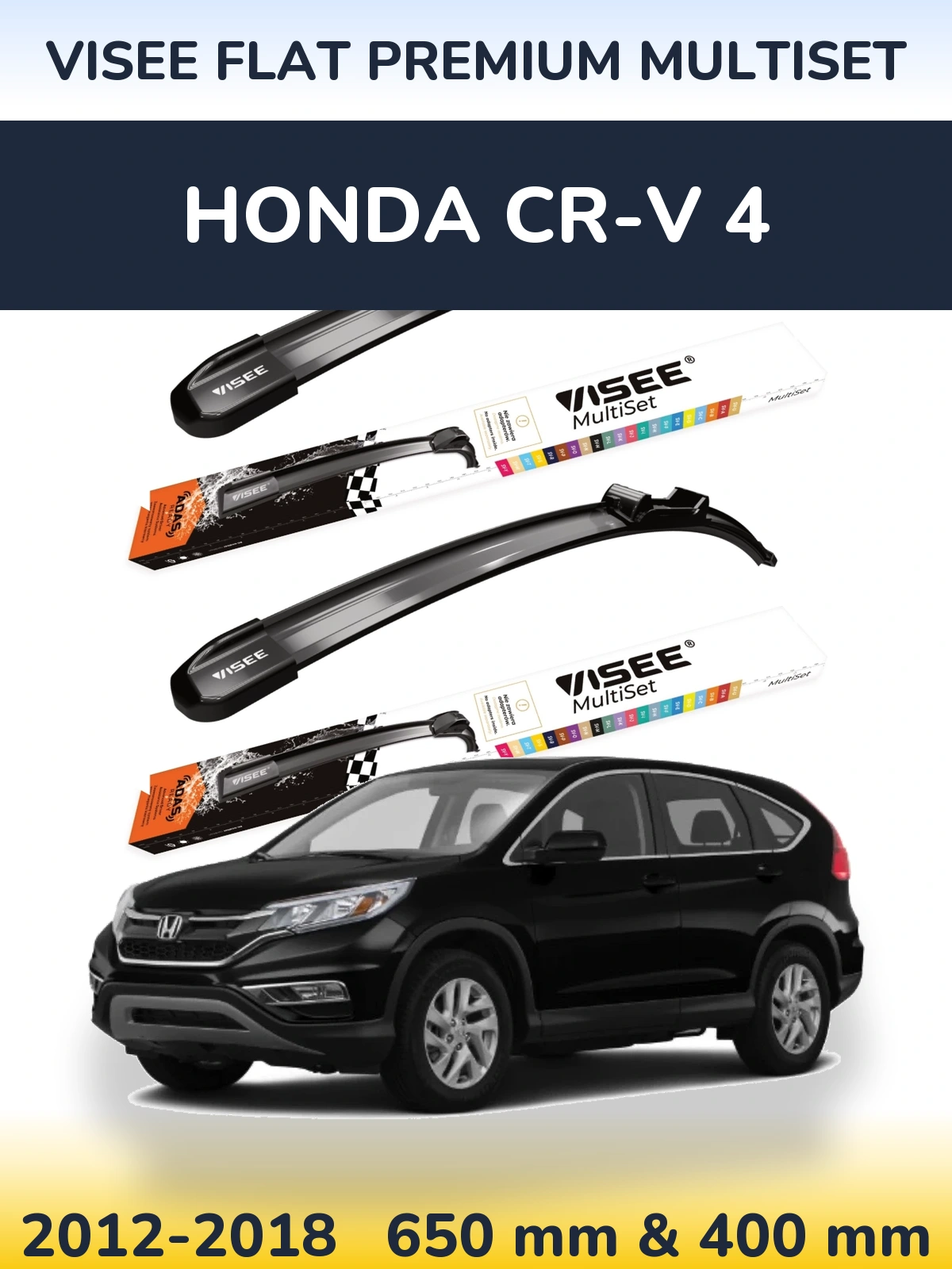 Sada předních stěračů VISEE FLAT PREMIUM MultiSet 650 a 400 mm pro Honda CR-V 4 2012-2018