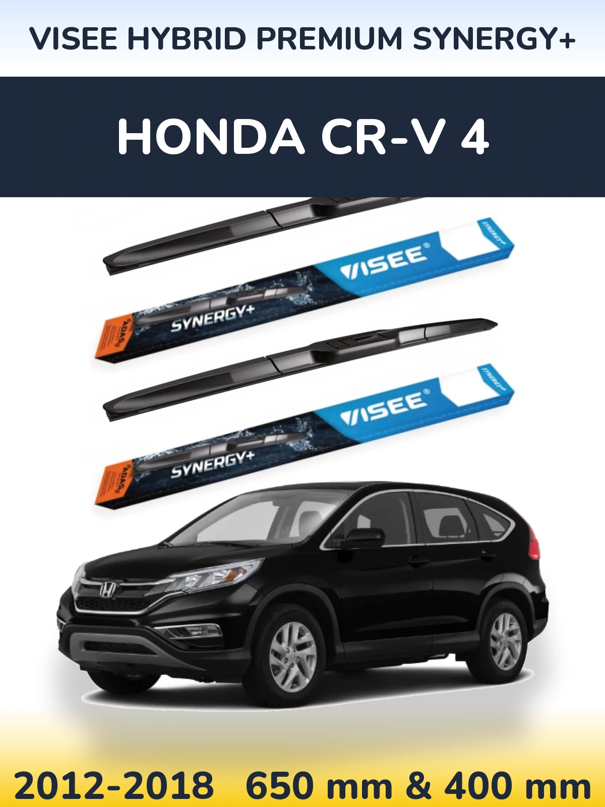 Sada předních stěračů VISEE HYBRID PREMIUM SYNERGY+ 650 a 400 mm pro Honda CR-V 4 2012-2018