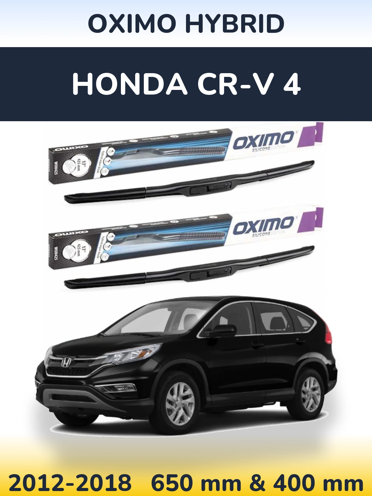 Sada předních stěračů Oximo Hybrid 650 a 400 mm pro Honda CR-V 4 2012-2018