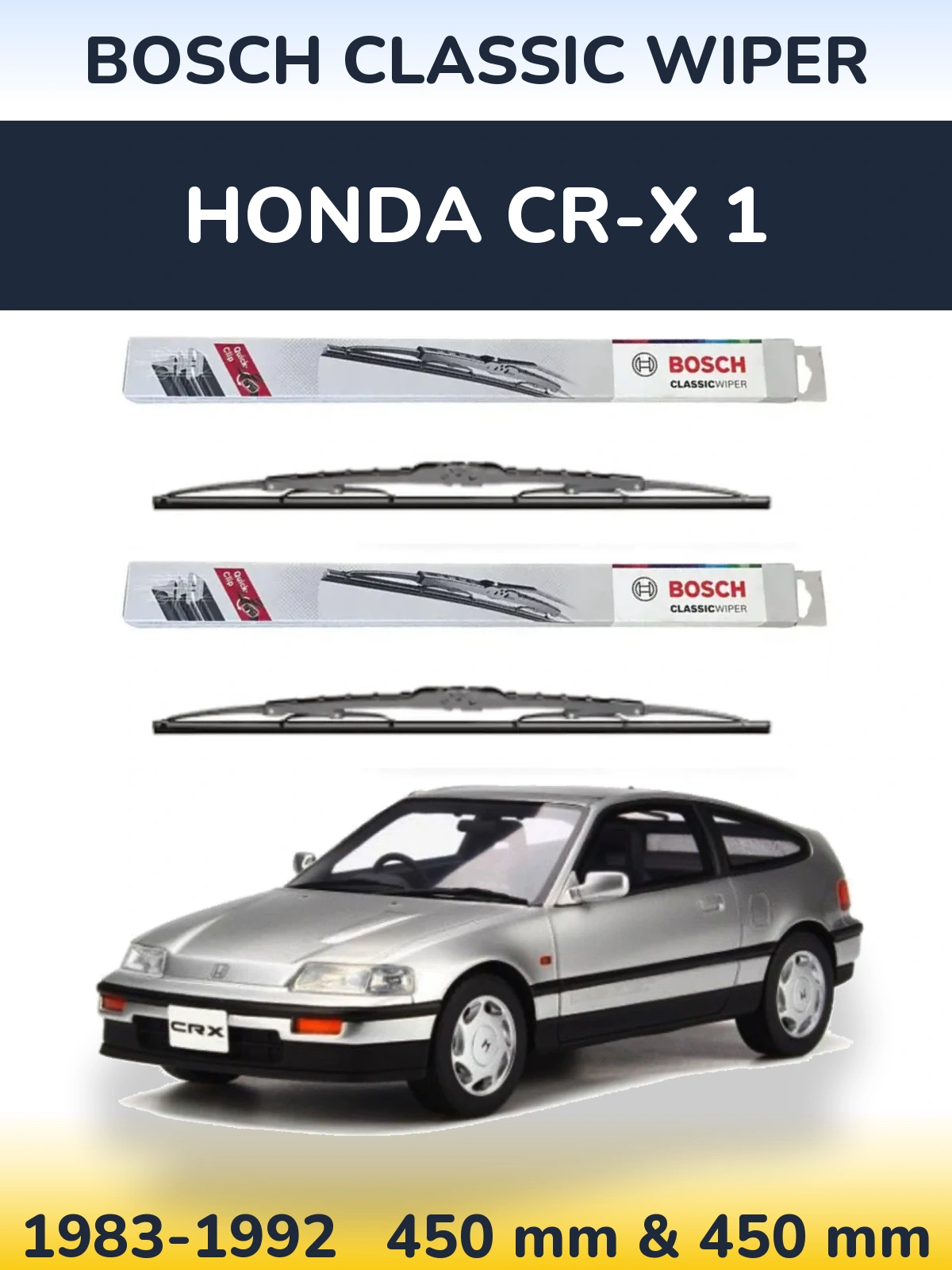 Sada předních stěračů BOSCH Classic Wiper 450 a 450 mm pro Honda CR-X 1 1983-1992