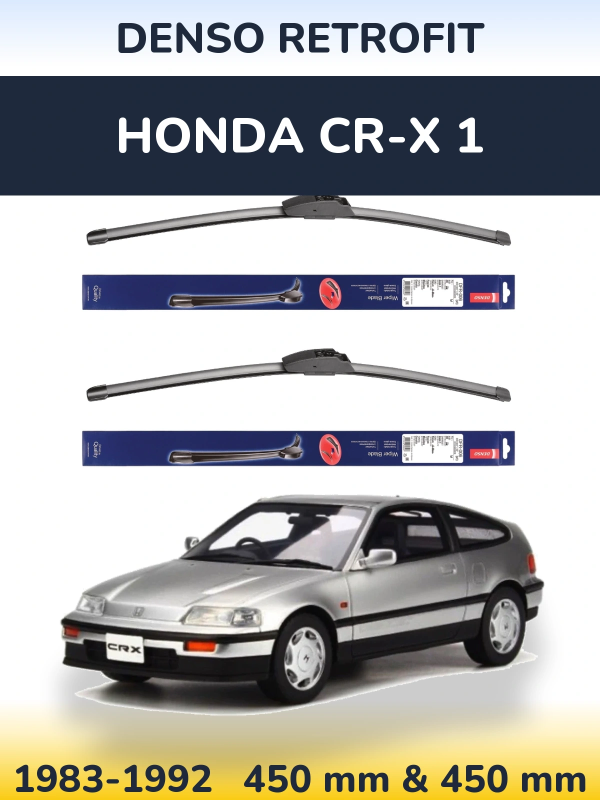 Комплект передніх щіток Denso Retrofit 450 & 450 мм для Honda CR-X 1 1983-1992