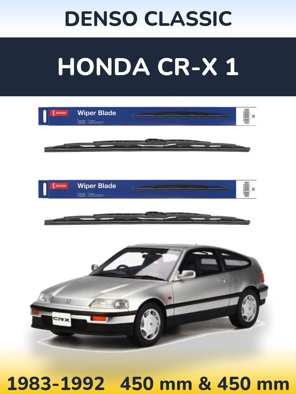 Sada předních stěračů Denso Classic 450 a 450 mm pro Honda CR-X 1 1983-1992