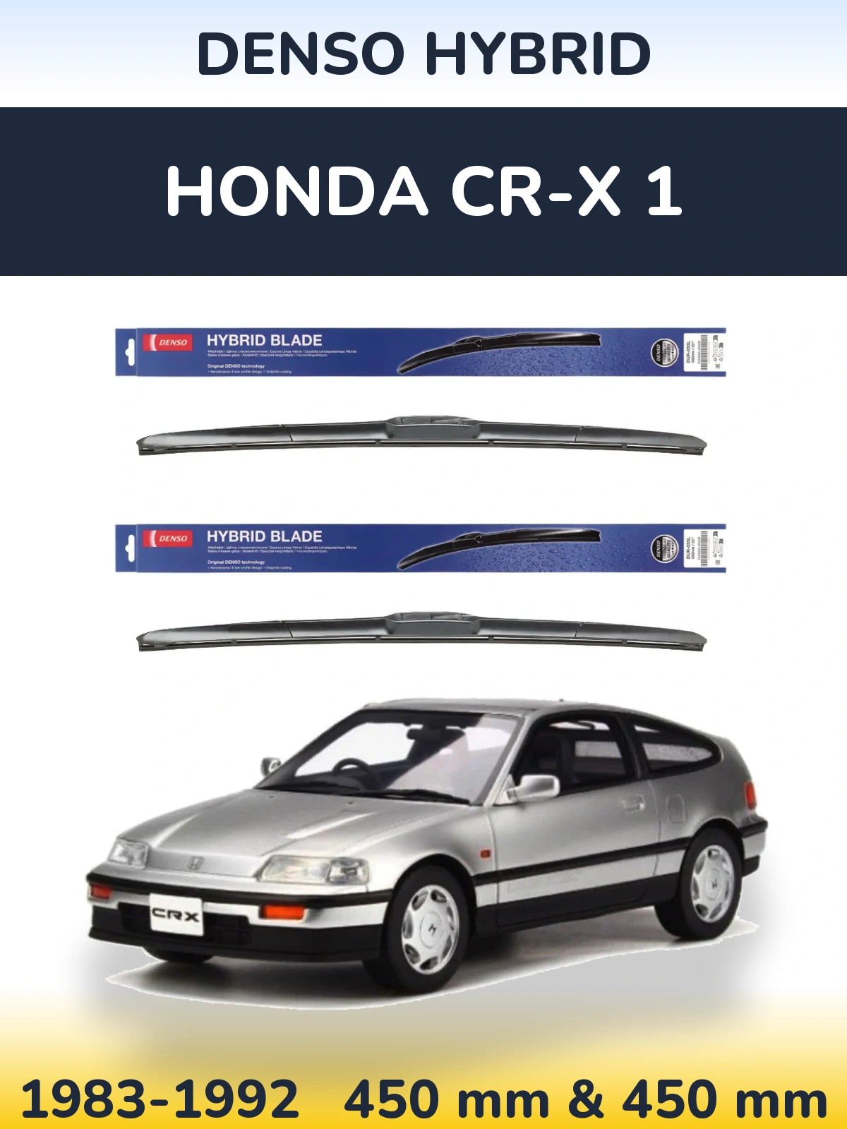 Sada předních stěračů Denso Hybrid 450 a 450 mm pro Honda CR-X 1 1983-1992